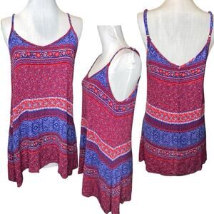 Boho Tunic Tank Top Asymmetrical M Purple Coastal Cowgirl Hippie Festival Beachy